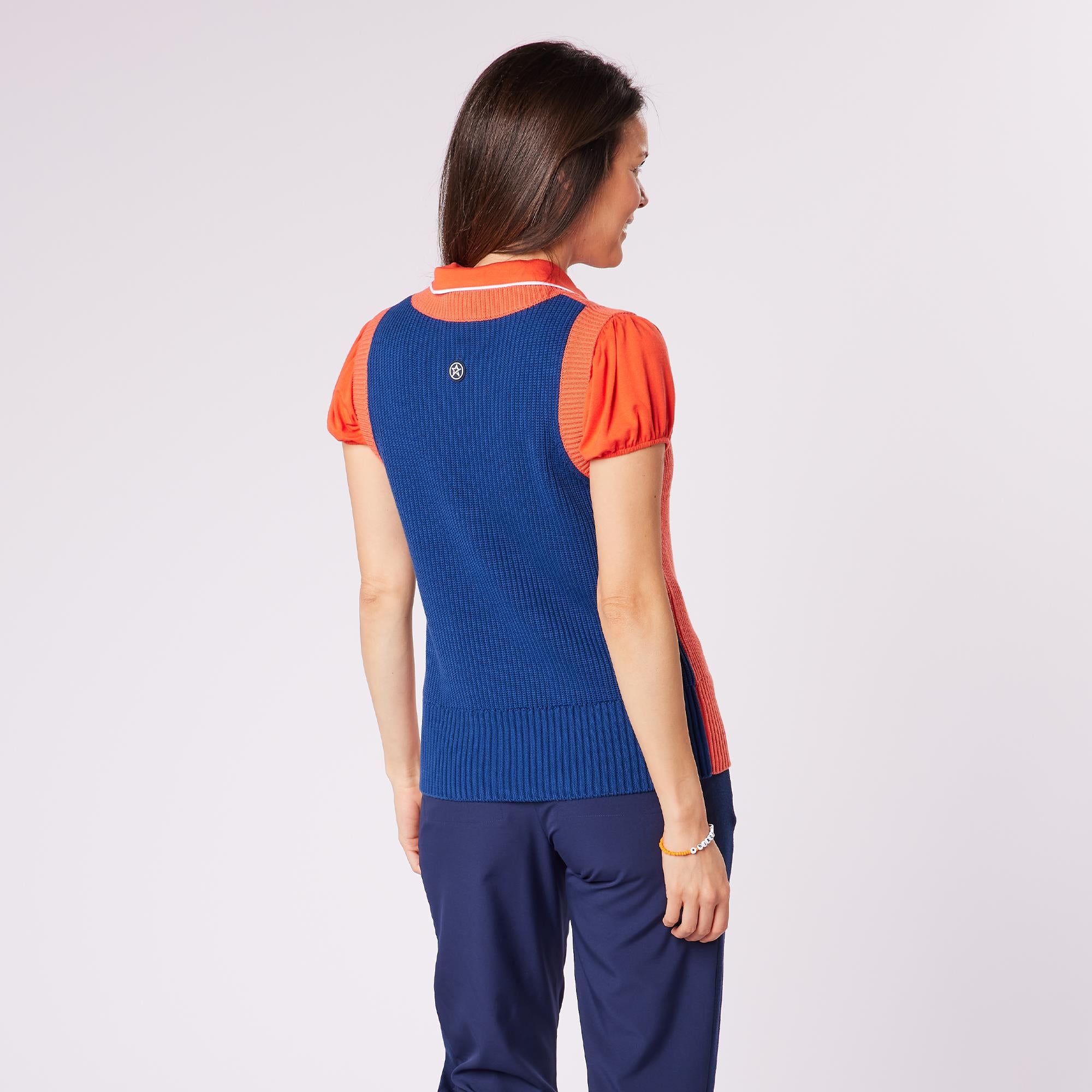 Swing Out Sister Dee Ladies Cotton Golf Slipover Coral/Navy